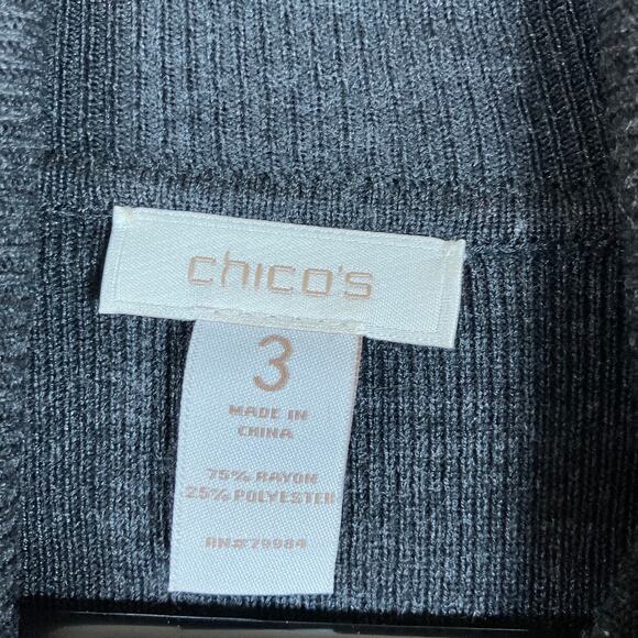 Chicos Womens Sweater Dark Gray Turtleneck Knit Pullover Long Sleeve 3 (XL) - Picture 6 of 11